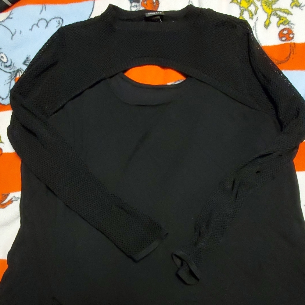 Torrid Sweater Goth Plus Sz 22 1x-2× Black Fishnet